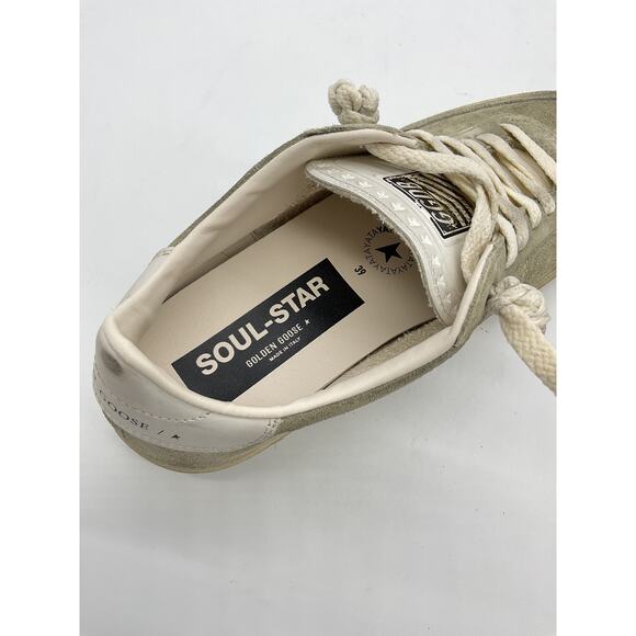 Golden Goose 'Soul-Star' Tan Leather Distressed Leather-Trimmed Suede Sneakers - Picture 4 of 5